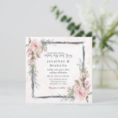 Invitation Rose Blush Floral Russe Frame Christian Mariage (Debout devant)