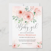 Invitation Rose Blush Floral Sweet Baby shower fille (Devant)