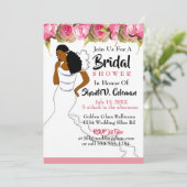 Invitation Rose Blush Floral Vert Africain Américain (Debout devant)