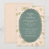 Invitation Rose Blush Floral Vert Rustique Mariage (Devant / Derrière)