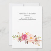 Invitation Rose Blush Floroming Floral Anniversaire Blanc (Dos)