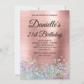 Invitation Rose Blush Gold Foil Holo Parties scintillant Fanc (Devant)