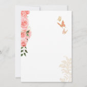 Invitation Rose Blush Gold Rose Élégant papillon Quinceanera (Dos)