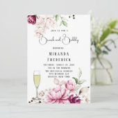 Invitation Rose & Blush Paint Peony Brunch et Bubbly (Debout devant)