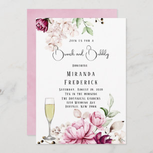 Invitation Rose & Blush Paint Peony Brunch et Bubbly