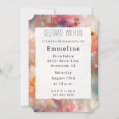 Invitation Rose Blush Peach Orange Floral Anniversaire (Devant)