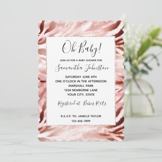 Invitation Rose Blush Pink Zebra (Debout devant)