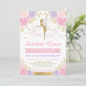 Invitation Rose Blush Purple Floral Fée Anniversaire fête (Debout devant)