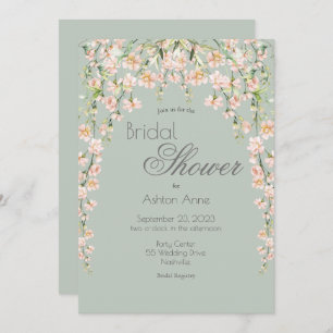 Invitation Rose Blush Sage Vert Floral Fleur sauvage Bride