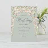 Invitation Rose Blush Sage Vert Floral Fleur sauvage Mariage (Debout devant)