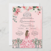 Invitation Rose Blush Silver Tiara Royal Princess Quinceañera (Devant)