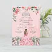 Invitation Rose Blush Silver Tiara Royal Princess Quinceañera (Debout devant)