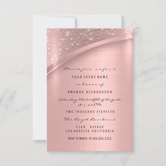 Invitation Rose Blush Spark Parties scintillant mariée Sweet (Devant)