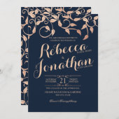 Invitation Rose Blush Vine et Mariage Feuille (Devant / Derrière)