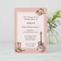 Rose Blush Western Cowgirl Floral Guitare Annivers