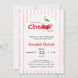 Invitation Rose Bohème Arche Cerise sur le dessus Fille Baby