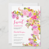 Invitation Rose bohème fleur sauvage printemps doux 16 (Devant)