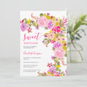 Invitation Rose bohème fleur sauvage printemps doux 16 (Debout devant)