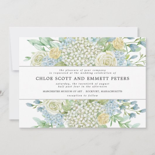 Invitation Rose Boho moderne Hydrangea Mariage Floral (Devant)
