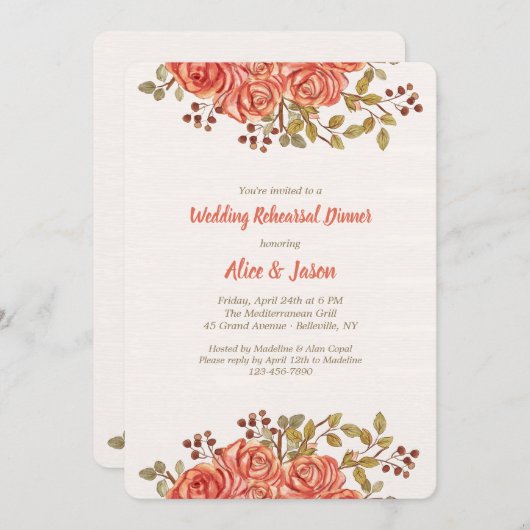 Invitation Rose Borders (Devant / Derrière)