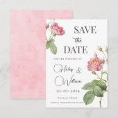 Invitation Rose Botanique Fleurie Chic Faire Part de Date (Devant / Derrière)
