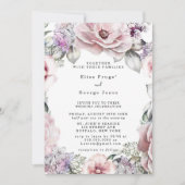 Invitation Rose botanique Floral or et Mariage Eucalyptus (Devant)
