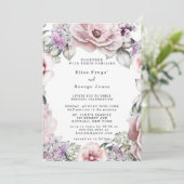 Invitation Rose botanique Floral or et Mariage Eucalyptus (Debout devant)