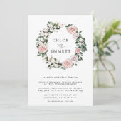 Invitation Rose botanique moderne Floral Wreath Mariage (Debout devant)