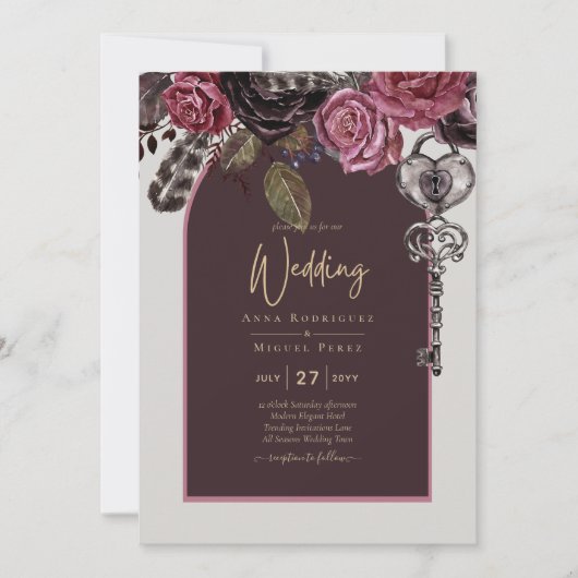 Invitation ROSE BOTHIQUE Bourgogne Mariage de automne (Devant)
