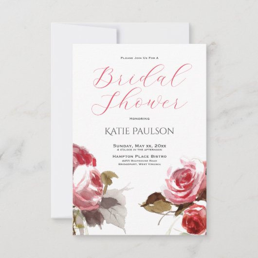 Invitation Rose Bouquet Élégante Fête des mariées rose (Devant)