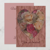 Invitation Rose Bouquet Heart (Devant / Derrière)