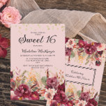 Invitation Rose Bourgogne Floral Parties scintillant or doux<br><div class="desc">Elégant rose et bordeaux aquarelle floral et verdure Sweet 16 anniversaire invitation à la fête avec parties scintillant or. Contactez-moi pour obtenir de l'aide sur la personnalisation ou pour demander des produits Zazzle supplémentaires de mise en correspondance ou de coordination pour votre célébration.</div>