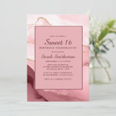 Invitation Rose Bourgogne Or Marbre Agate Sweet 16 (Debout devant)