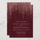 Invitation Rose Bourgogne Parties scintillant or Fringe Maria (Devant / Derrière)