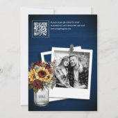 Invitation Rose Bourgogne Tournesol Marine Code QR Réception (Dos)