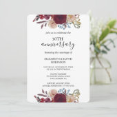 Invitation rose bourguignon Noir mariage du 50e anniversaire (Debout devant)