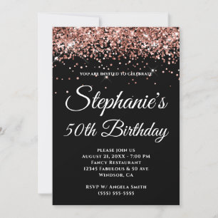 Invitation Rose brillant Parties scintillant or couleur solid