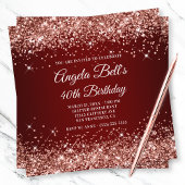 Invitation Rose brillant Parties scintillant or rouge foncé 4