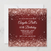 Invitation Rose brillant Parties scintillant or rouge foncé 4 (Devant)