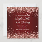 Invitation Rose brillant Parties scintillant or rouge foncé 8 (Devant)