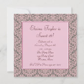 Invitation Rose Brown Damask Sweet 16 Party (Dos)
