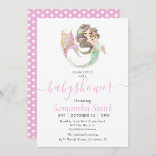 Invitation rose Brown MERMAID BABY SHOWER