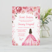 Invitation Rose Brun Rose Princesse Sweet Seize Ans (Debout devant)