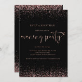Invitation Rose Budget Gold Parties scintillant Mariage Soiré (Devant / Derrière)