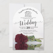 Invitation Rose Burgundy Miroir Élégant Mariage Arc (Devant)