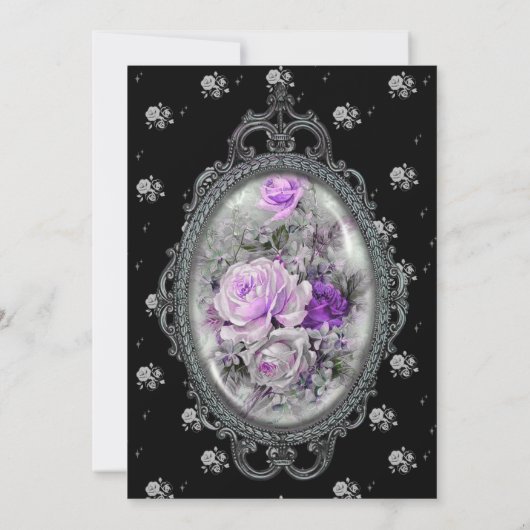 Invitation Rose Cameo Violet Steampunk Goth RSVP (Dos)