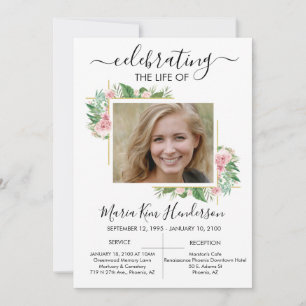 Invitation Rose Célébration de la vie funéraire Photo