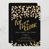 Invitation Rose| Célébration du Nouvel An de la pop d'or Fizz (Devant / Derrière)
