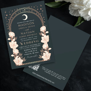 Invitation Rose céleste Gold Art Nouveau QR Code Mariage