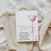 Invitation Rose C'est une fille Teddy Balloon Shower